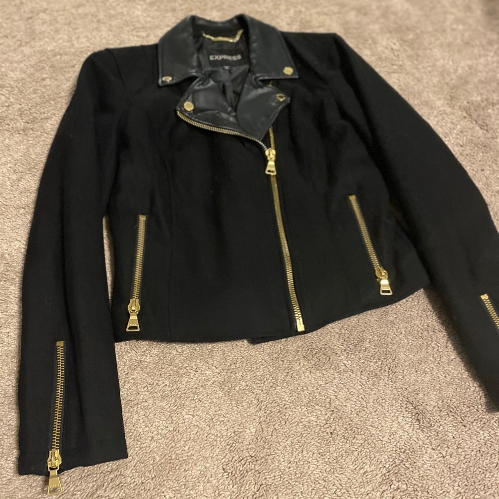 Black Moto Jacket w Gold Accents - S/M
